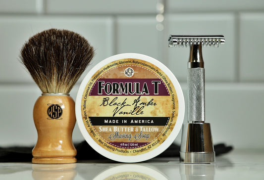 Kit: Wet Shaving Starter = Badger Brush, 4 oz Shave Soap, & Safety Razor