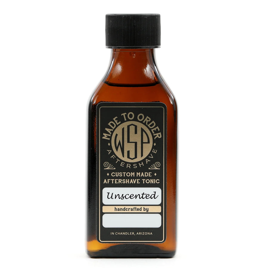 Small brown bottle of Unscented Aftershave Tonic