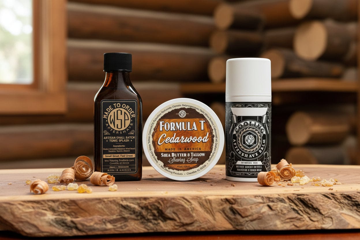 WSP Formula T Shaving Soap | Cedarwood (The Blend) The Daily Driver (Soap+Splash+Balm)