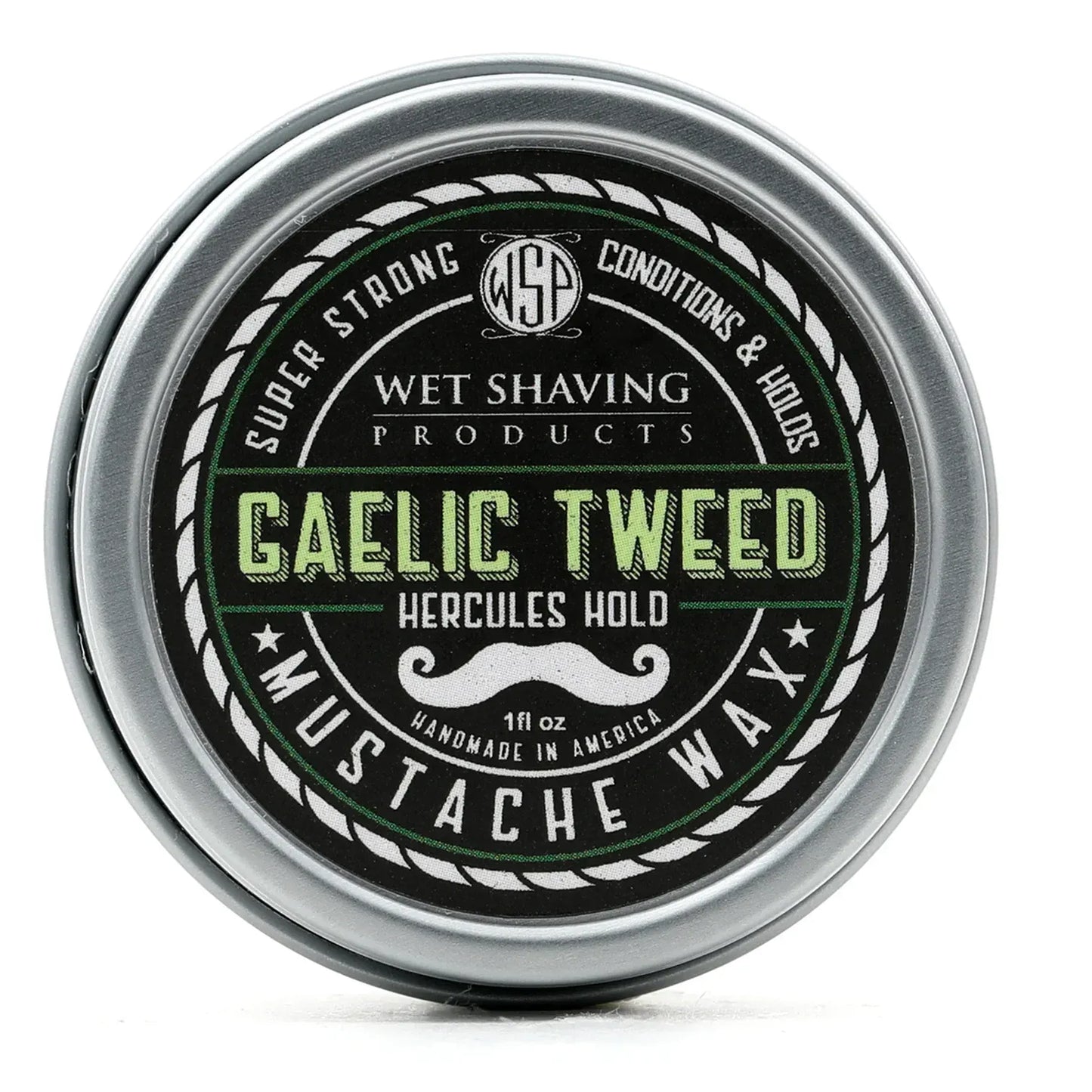 WSP Gaelic Tweed Artisan Mustache Wax – Regular or Strong Hold – All-Natural Beeswax