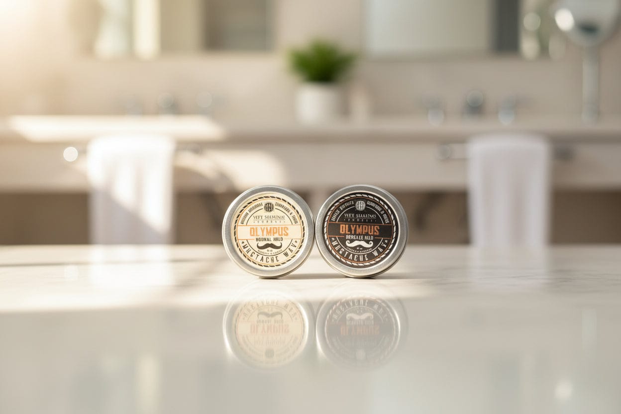 WSP Olympus Artisan Mustache Wax – Regular or Strong Hold – All-Natural Beeswax The Tactician Pack (One of Each)