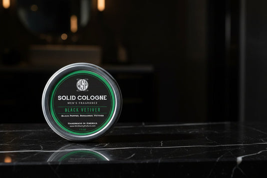 WSP Signature Scents Solid Cologne – EDP Strength Travel Fragrance – 1 oz Tin Black Vetiver