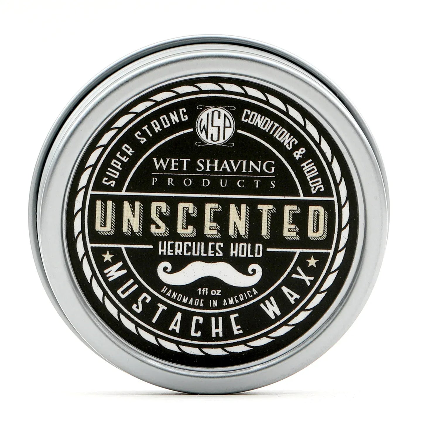 WSP Unscented Artisan Mustache Wax – Regular or Strong Hold – All-Natural Beeswax