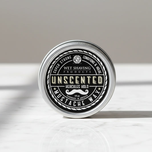 WSP Unscented Artisan Mustache Wax – Regular or Strong Hold – All-Natural Beeswax