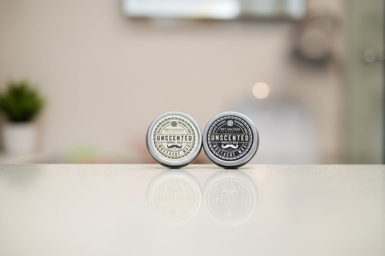 WSP Unscented Artisan Mustache Wax – Regular or Strong Hold – All-Natural Beeswax The Tactician Pack (One of Each)