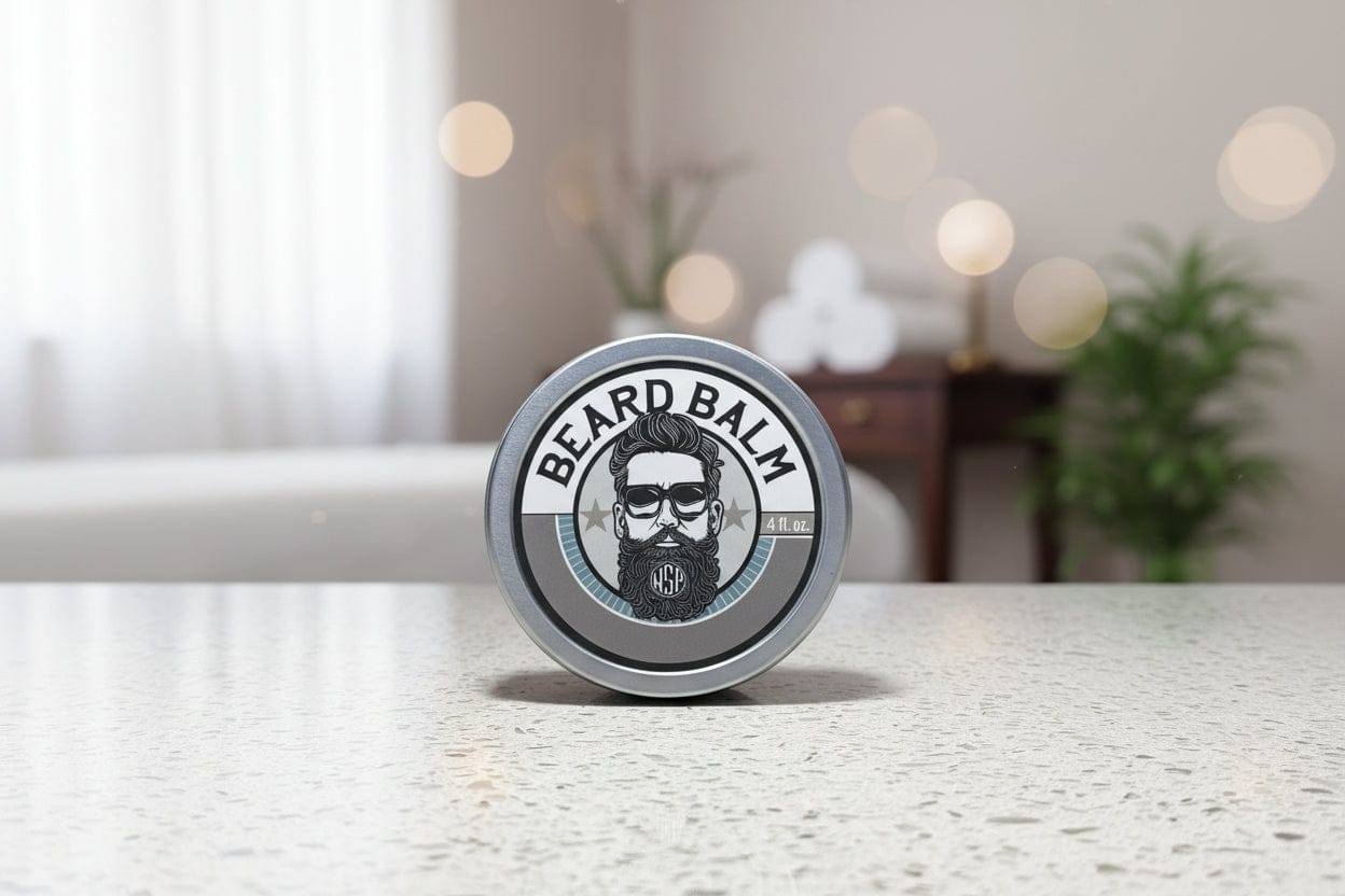 WSP Wood, Spice & Leather Beard Collection (Oil & Balm) - Scented to Order Bay Rum / The Utility Tin: 4oz Beard Balm