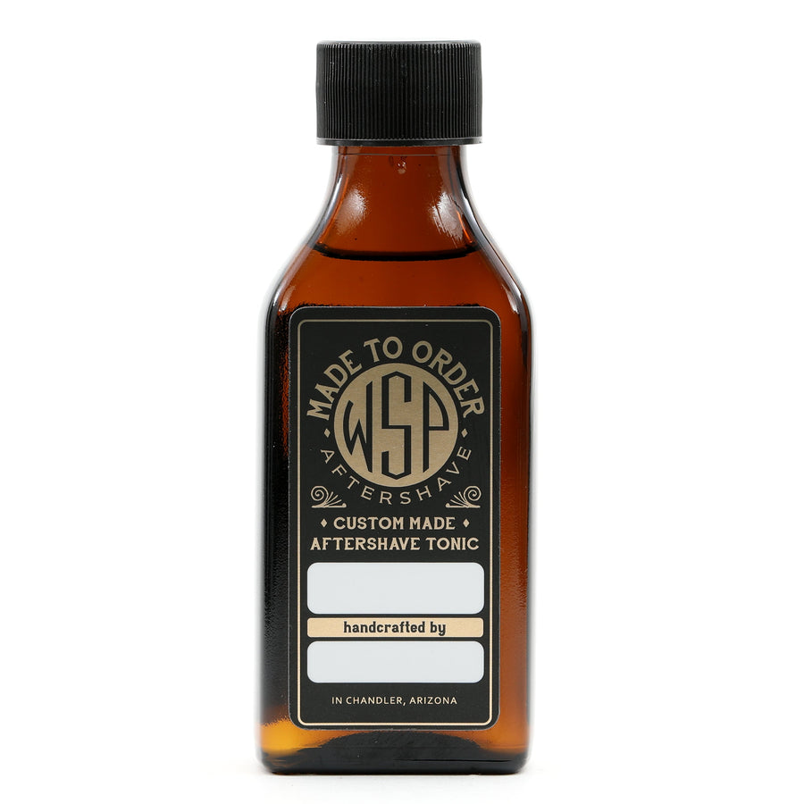 small brown bottle of aftershave tonic