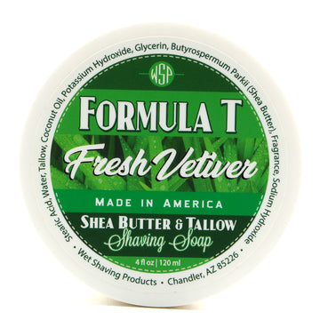 Limited Edition (Fresh Vetiver) Formula T Shaving Soap 4 fl oz Made with Shea Butter & Tallow