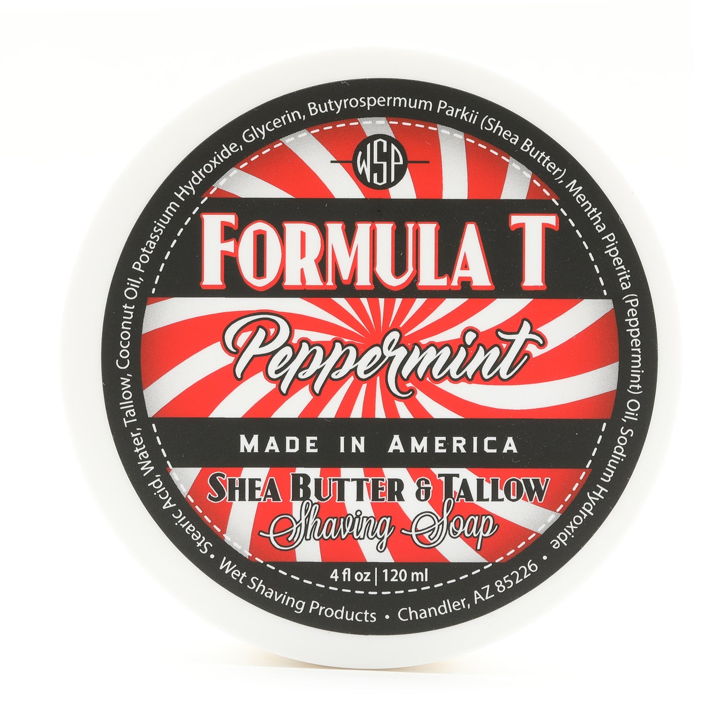 Limited Edition - Peppermint - Formula T Shaving Soap 4 fl oz Made with Shea Butter & Tallow 100% Natural