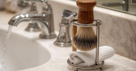Brush on drying stand by sink.