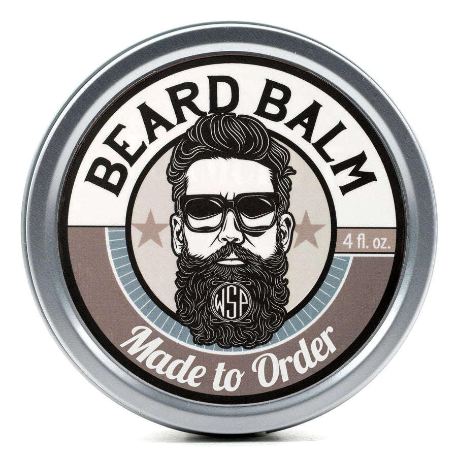 round container of made to order beard balm