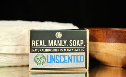WSP Bar Soap Unscented with a towel and bowl in the background.