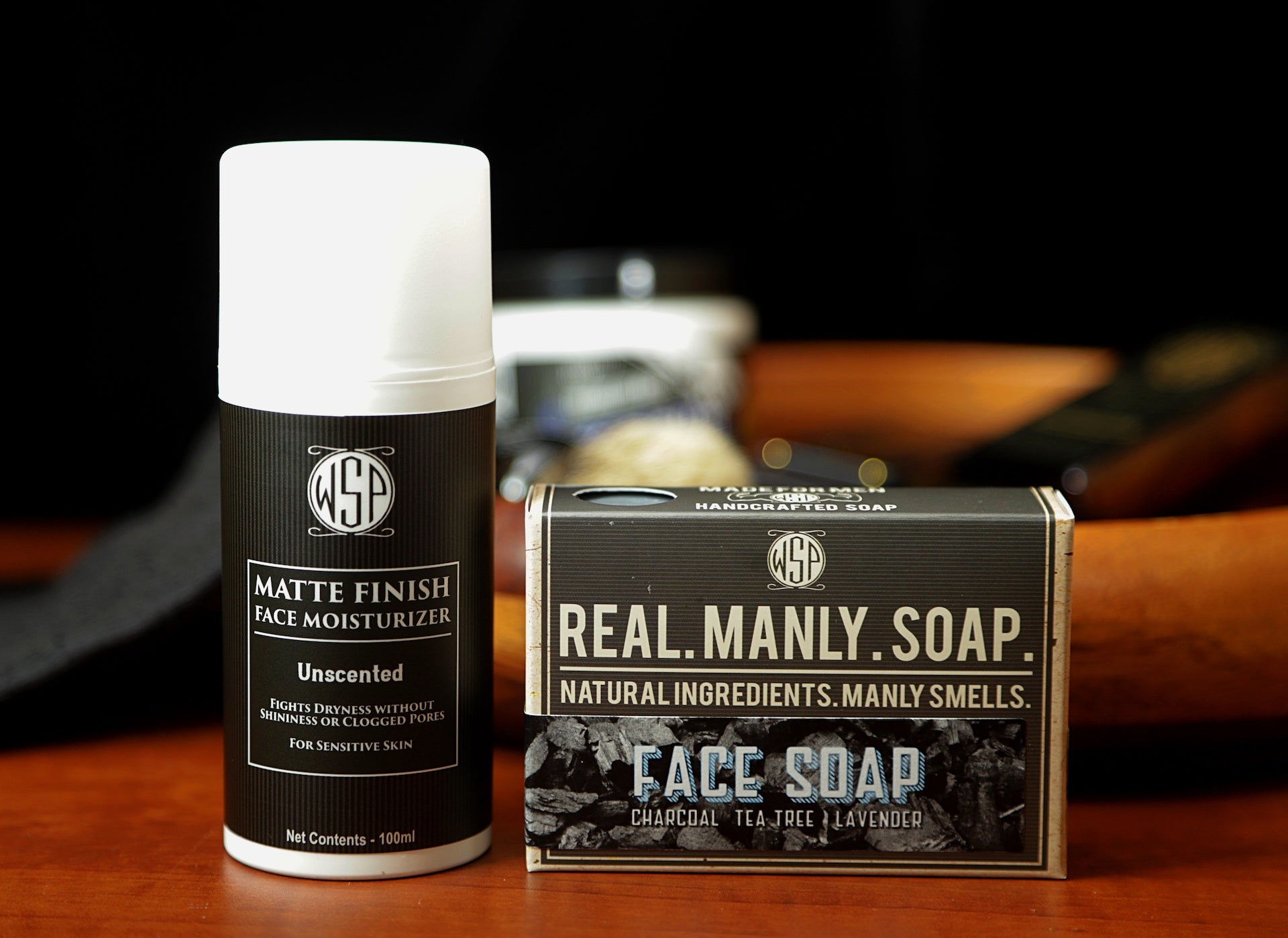 Box of tea Tree face soap and bottle of Tea Tree Oil Face moisturizer