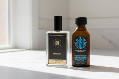 Two bottles of Wet Shaving Products on a white background