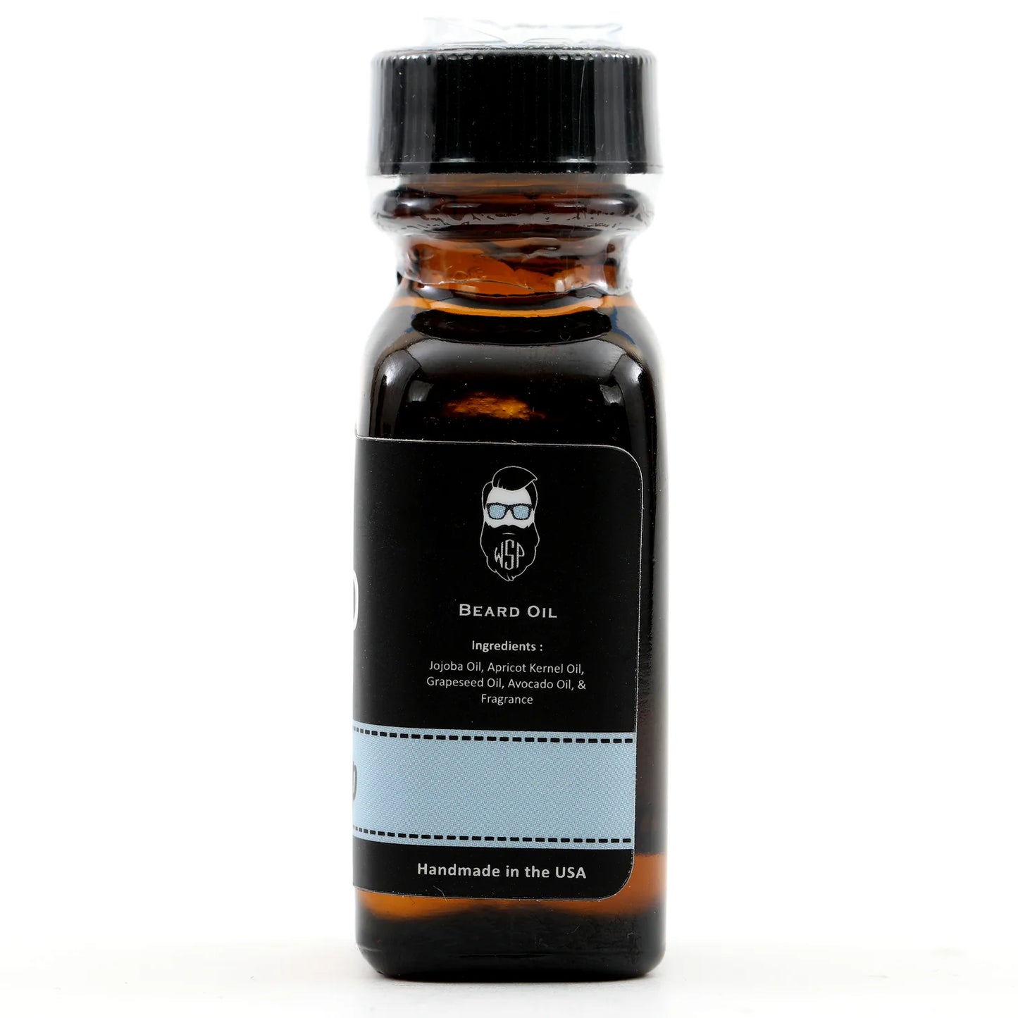 Wet Shaving Products' 1 fl oz amber bottle of Barbershop-scented vegan beard oil, a natural beard conditioner for clean beard care.
