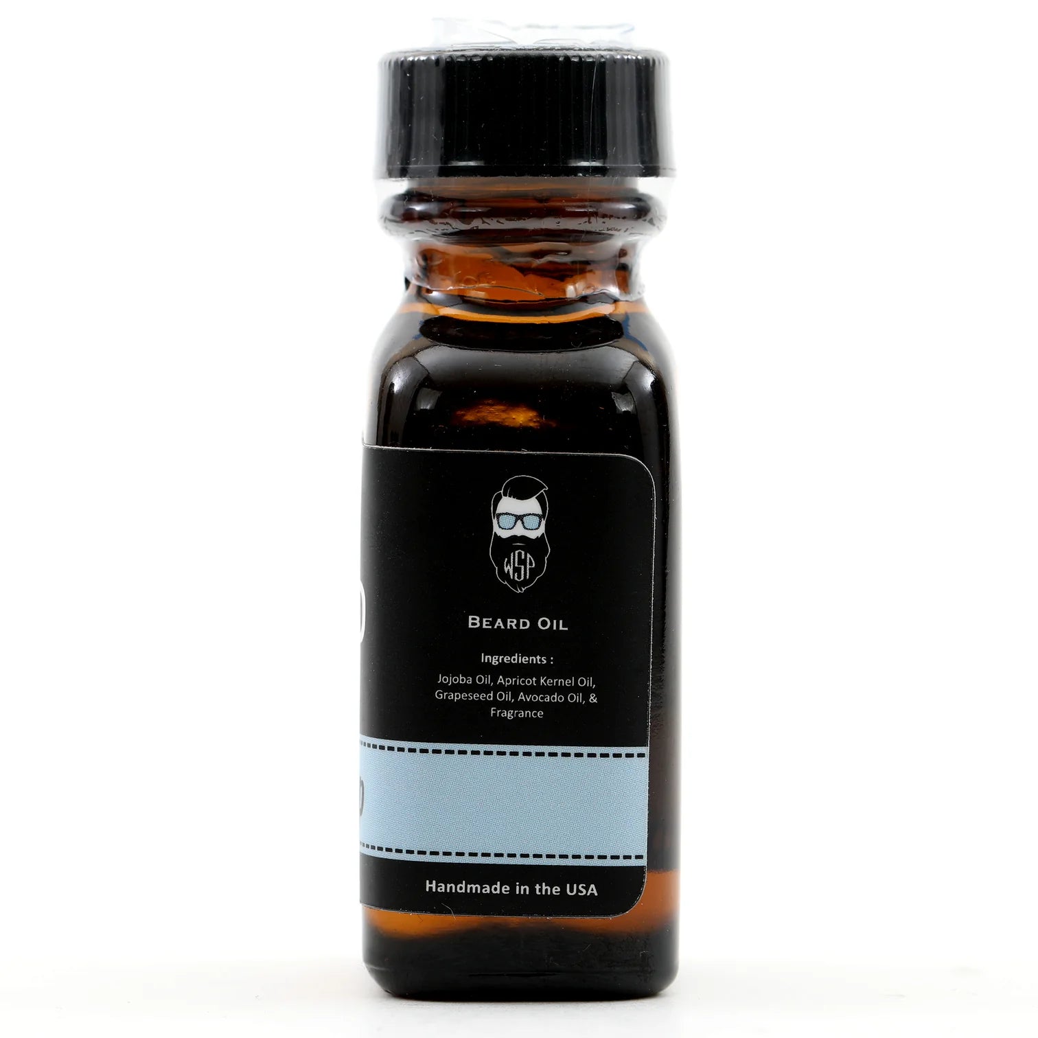 Wet Shaving Products' 1 fl oz amber bottle of Barbershop-scented vegan beard oil, a natural beard conditioner for clean beard care.