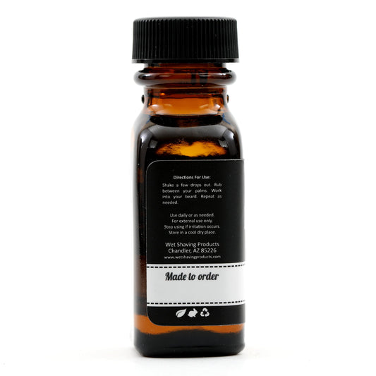 small brown bottle of beard oil made to order