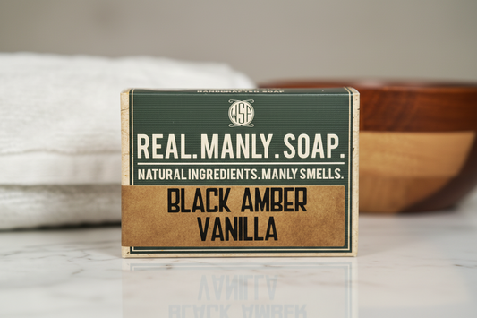 Black Amber Artisan Hand & Body Soap – Natural Castile & Shea Butter Formula – Moisturizing Rich Lather