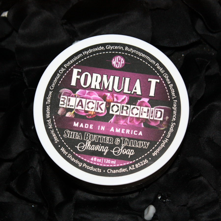 Limited Edition - Black Orchid - Formula T Shaving Soap 4 fl oz Made with Shea Butter & Tallow