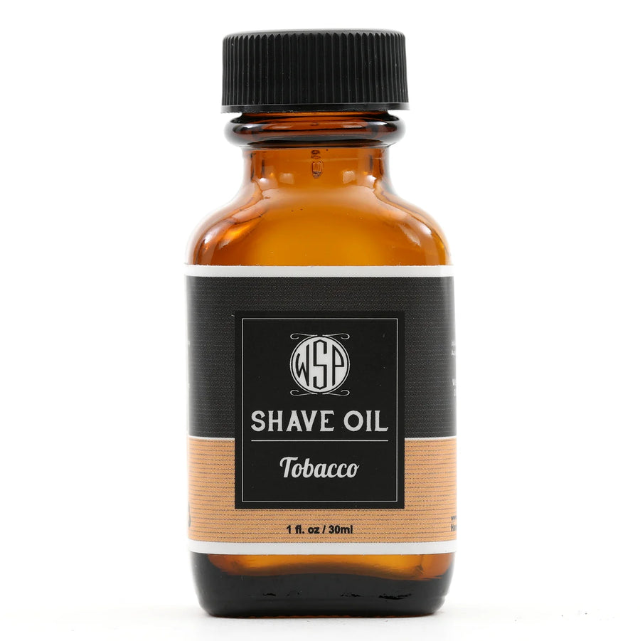Small brown bottle of tobacco shave oil front view