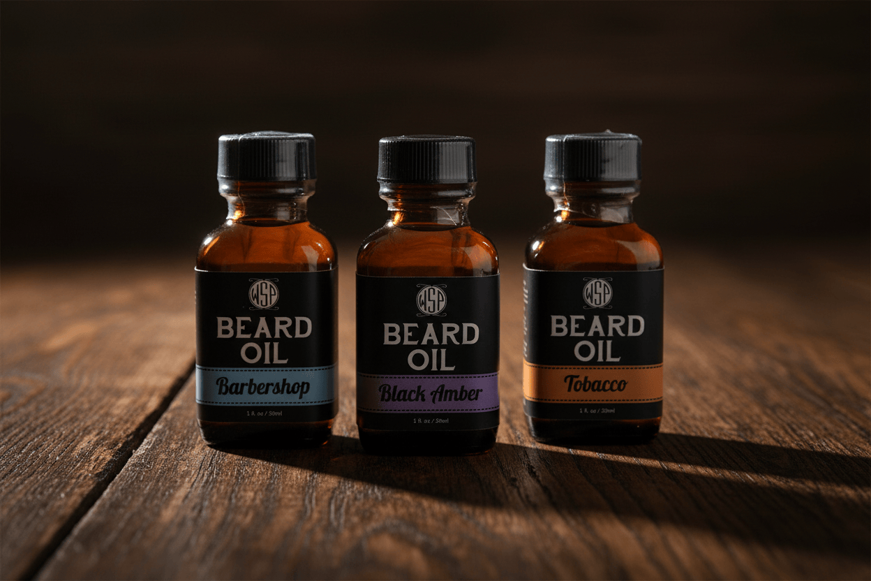 WSP Artisan Beard Oil Variety Pack – 3-Bottle Flight – Natural Dry-Finish Formula The Top Sellers (Barbershop & Black Amber & Tobacco)
