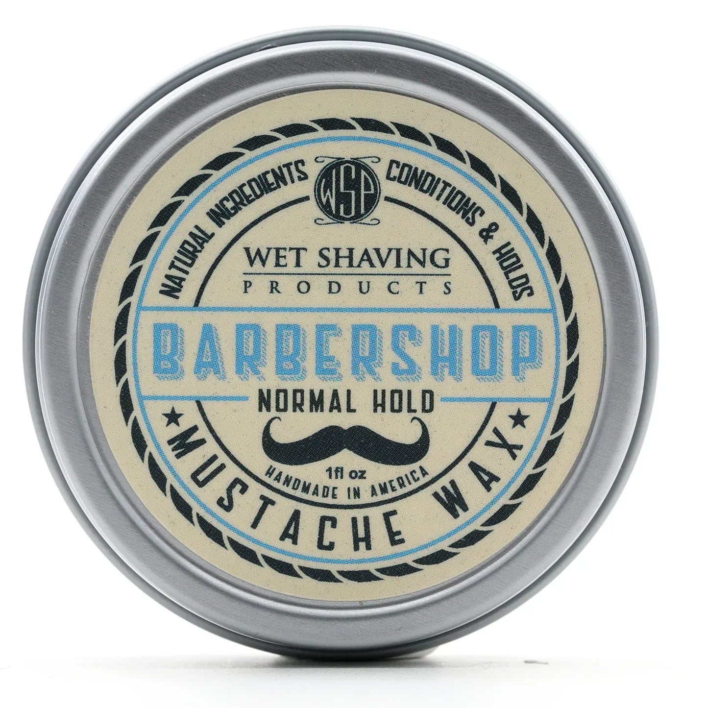 WSP Barbershop Artisan Mustache Wax – Regular or Strong Hold – All-Natural Beeswax Regular Hold (Natural Style)