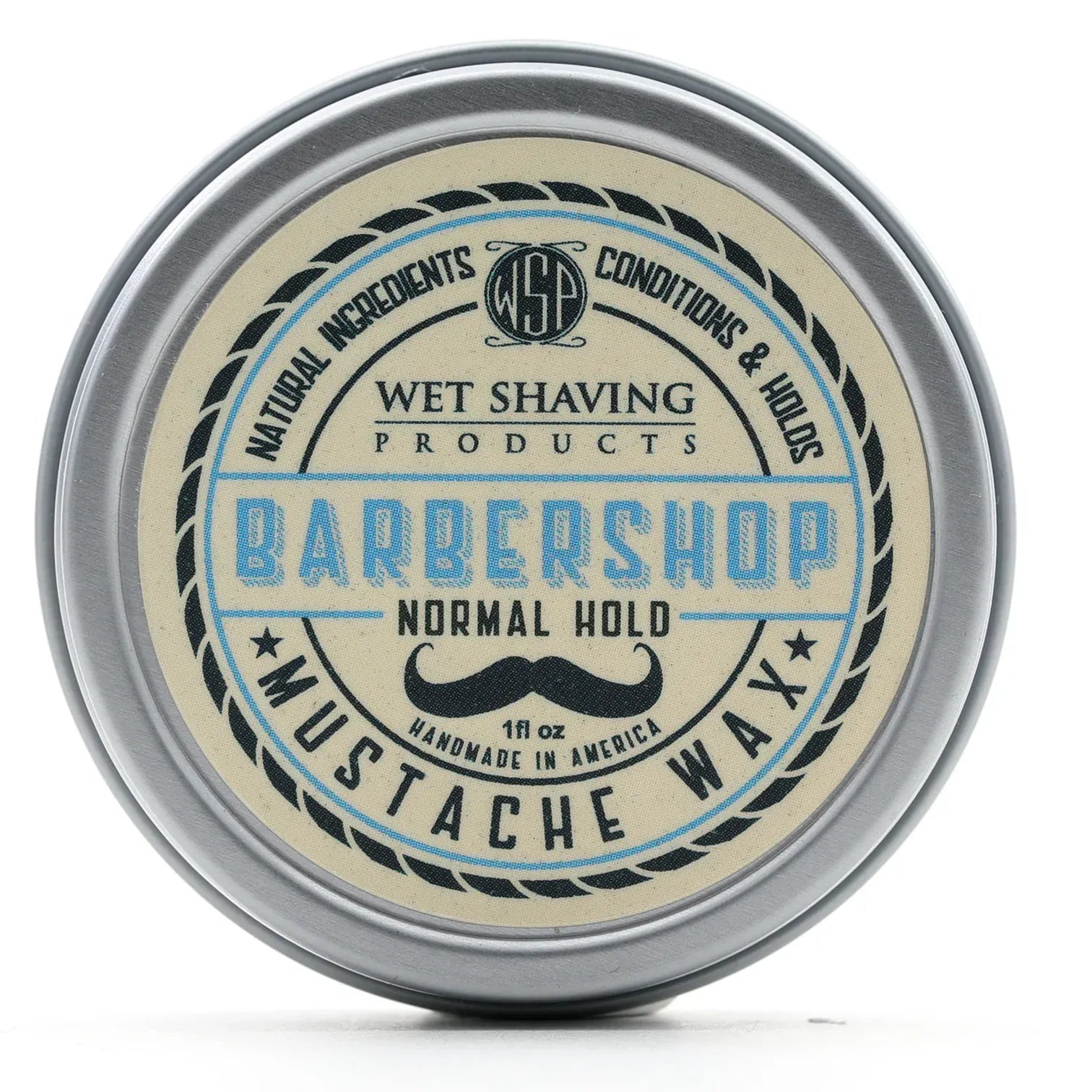 WSP Barbershop Artisan Mustache Wax – Regular or Strong Hold – All-Natural Beeswax Regular Hold (Natural Style)