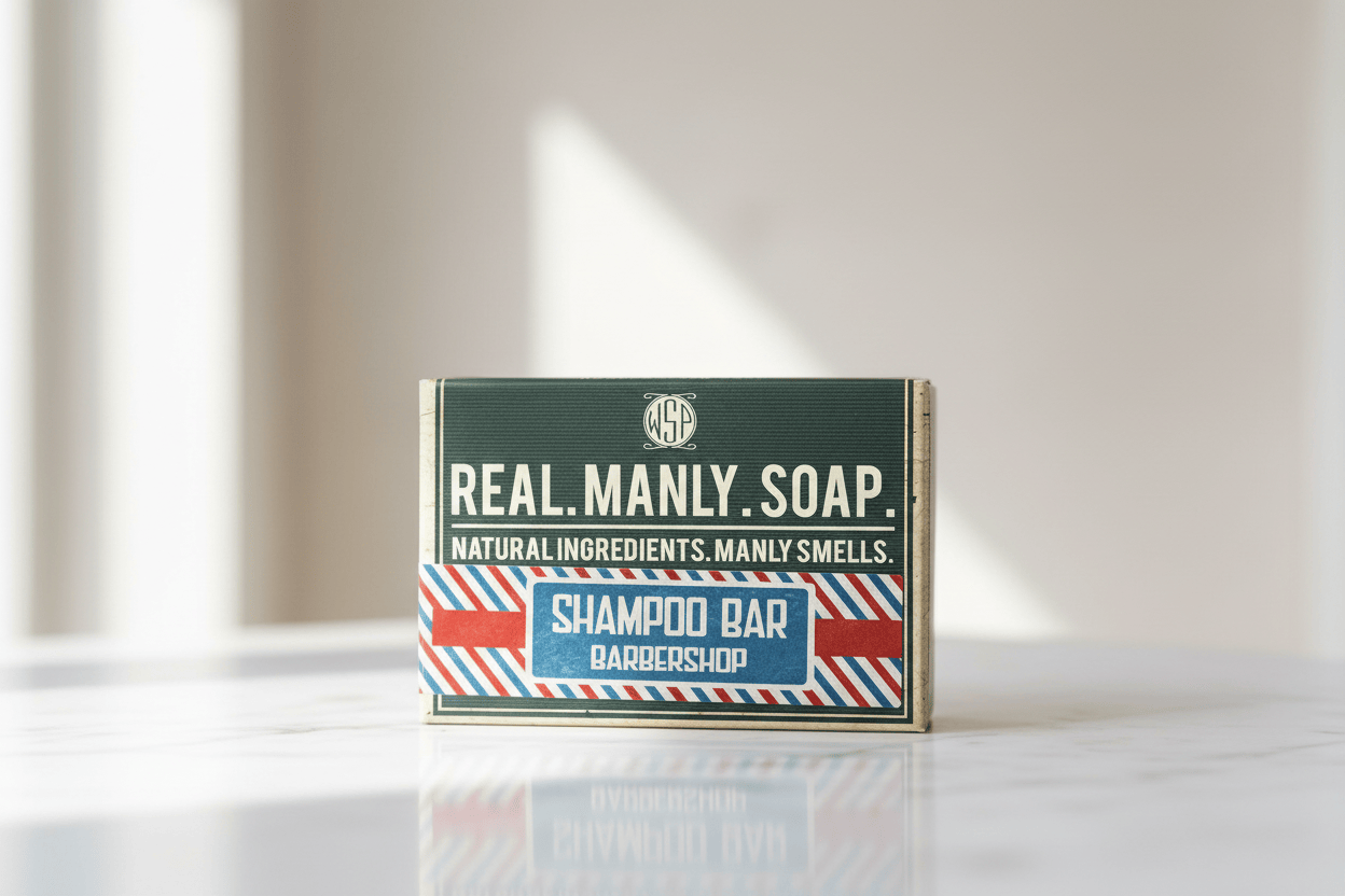 WSP Barbershop Artisan Shampoo & Beard Bar – Classic Men's Scent – Zero Waste Hair Care Single Bar