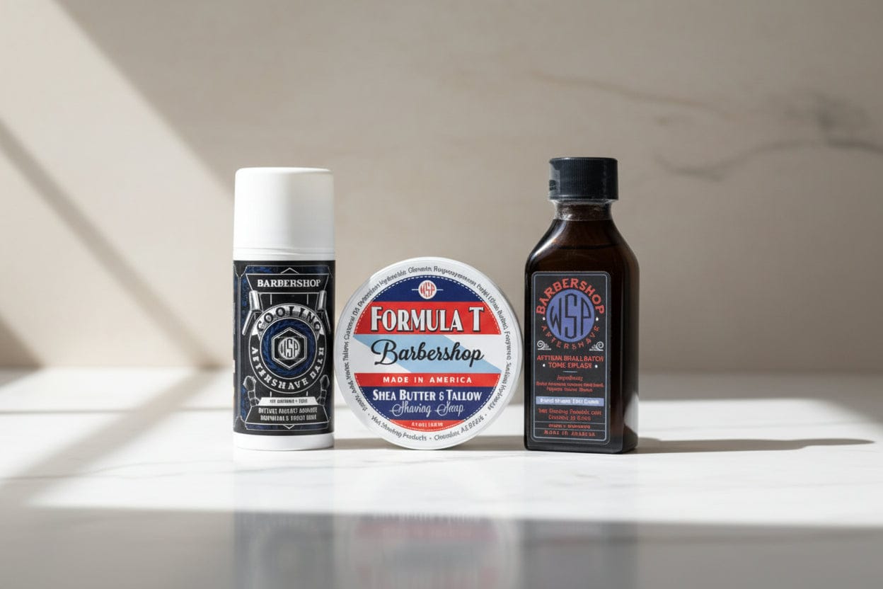 WSP Barbershop Formula T Shaving Soap – Tallow & Shea Butter – Artisan Lather The Classic Pair (Soap + Splash)