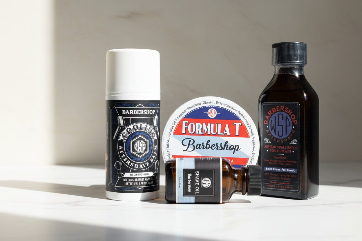 WSP Barbershop Formula T Shaving Soap – Tallow & Shea Butter – Artisan Lather The Full Loadout (Soap+Splash+Oil+Balm)