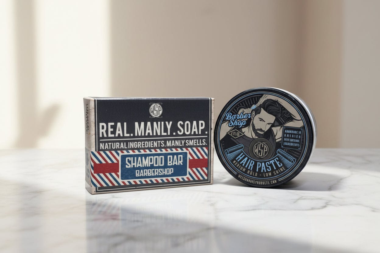 WSP Barbershop Hair Paste – Natural Hold & Low Shine – Beeswax Styler The Wash & Style (Paste + Shampoo Bar)