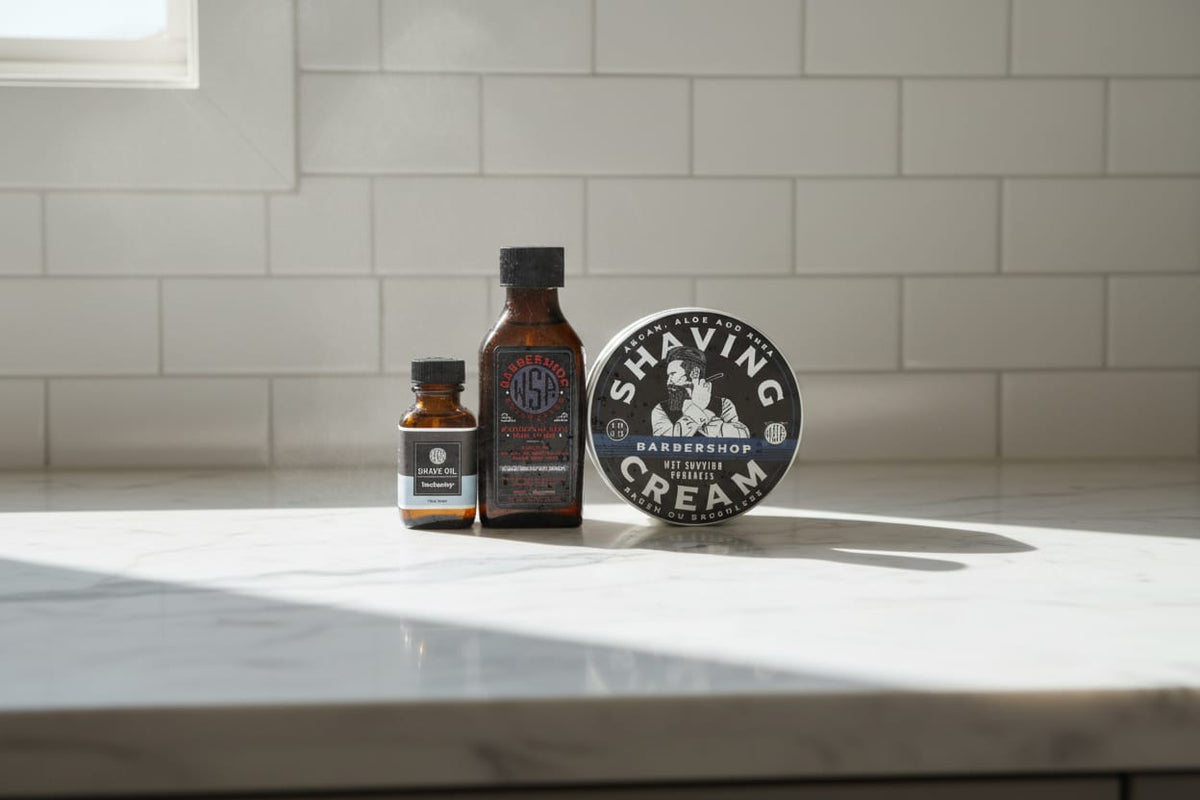 WSP Barbershop Shaving Cream The Full Shave – Cream + Matching Pre-Shave Oil + Matching Splash