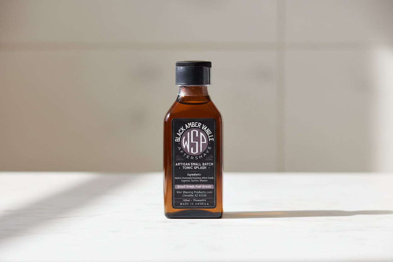 WSP Black Amber Artisan Aftershave Splash - EdC Cologne Strength & Small Batch Skin Tonic 100ml - Standard Issue