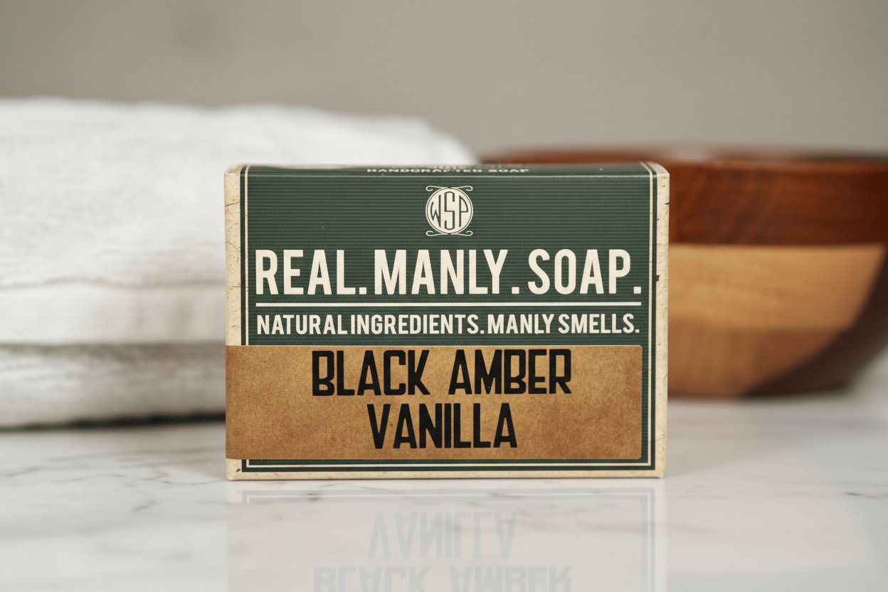 WSP Black Amber Artisan Hand & Body Soap – Natural Castile & Shea Butter Formula – Moisturizing Rich Lather