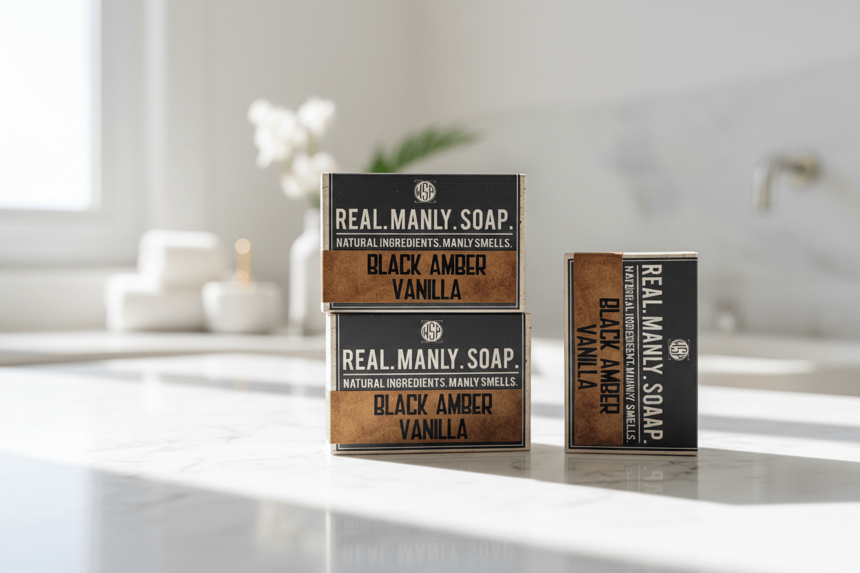 WSP Black Amber Artisan Hand & Body Soap – Natural Castile & Shea Butter Formula – Moisturizing Rich Lather