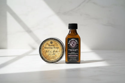 WSP Black Amber Rustic Shaving Soap – Vegan, Natural & Ultra-Slick Lather The Classic Pair (Soap + Splash)
