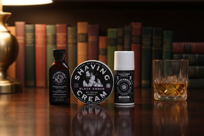 WSP Black Amber Shaving Cream Cream + Splash + Balm - The Complete Shave Trio