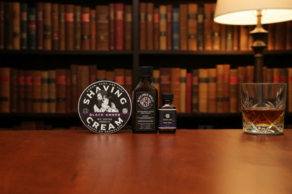 WSP Black Amber Shaving Cream The Full Shave – Cream + Matching Pre-Shave Oil + Matching Splash