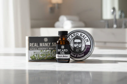 WSP Complete Beard Grooming Kit – Shampoo, Oil & Balm – The Full Loadout Black Amber Vanille