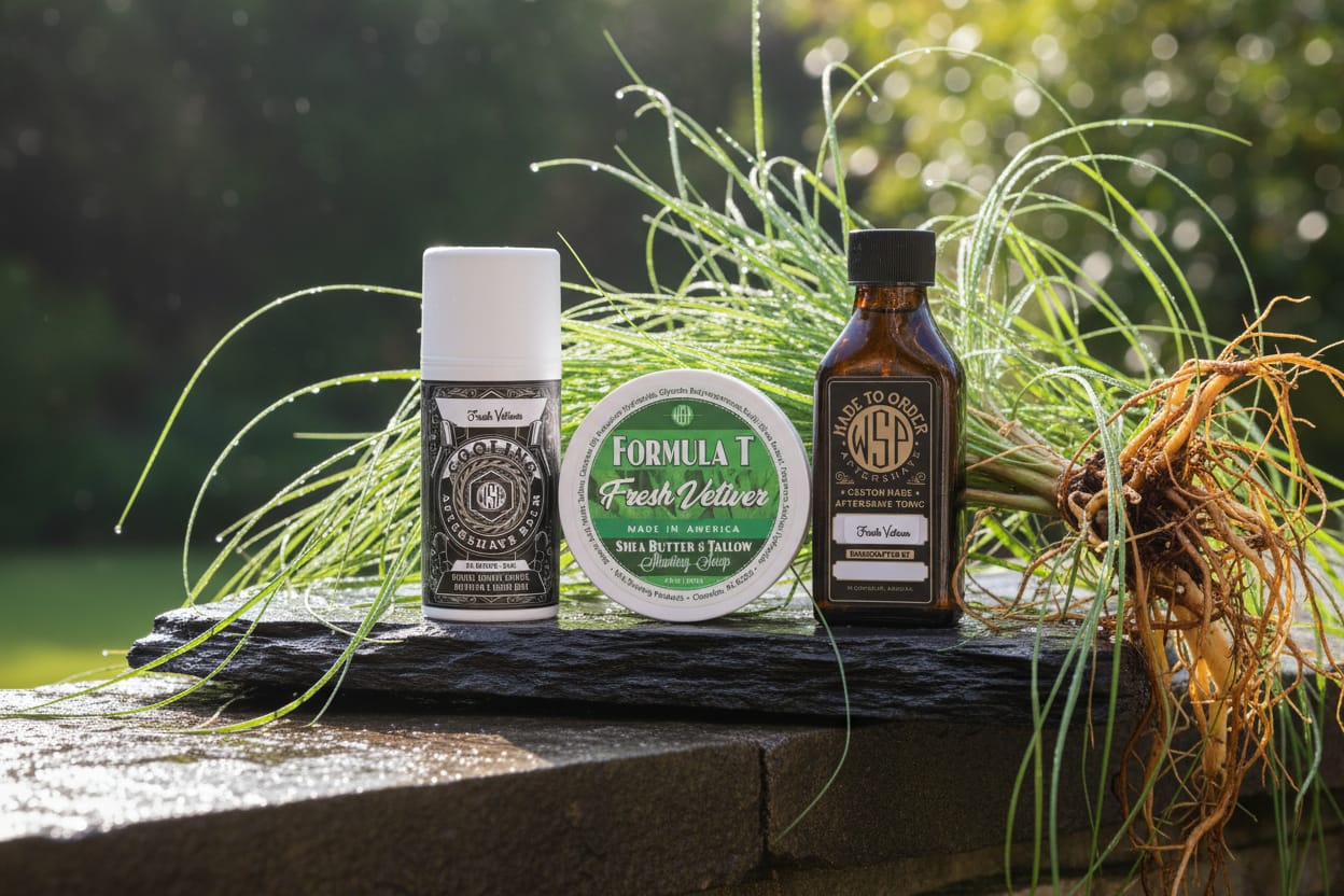 WSP Formula T Shaving Soap | Fresh Vetiver (Limited Edition) The Daily Driver (Soap+Splash+Balm)