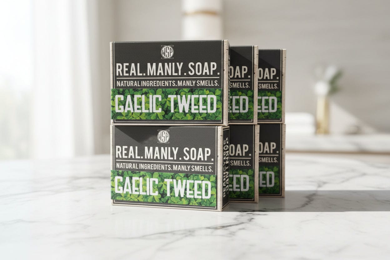 WSP Gaelic Tweed Artisan Hand & Body Soap – Natural Castile & Shea Butter Formula – Moisturizing Rich Lather 6-Bar Stockpile