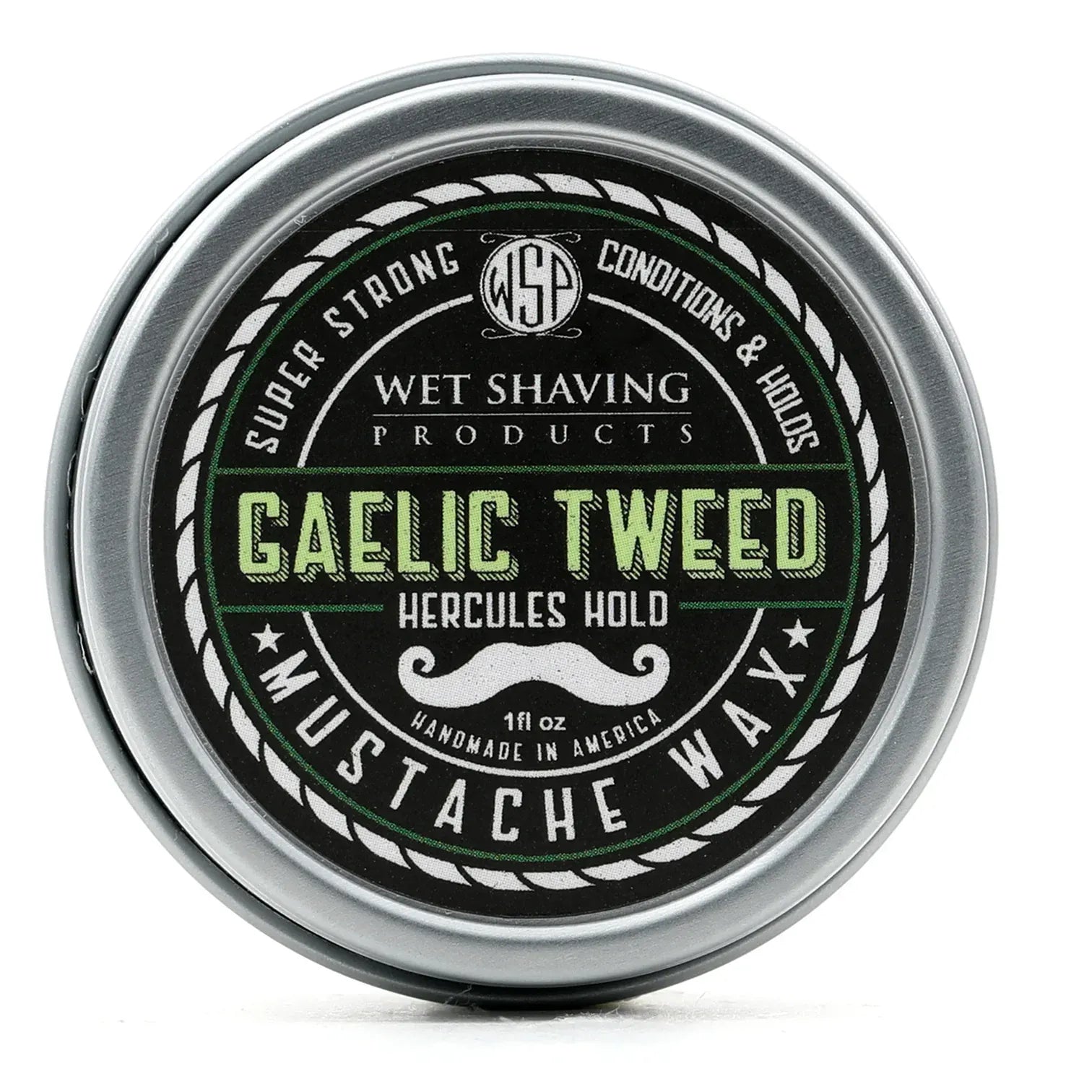 WSP Gaelic Tweed Artisan Mustache Wax – Regular or Strong Hold – All-Natural Beeswax