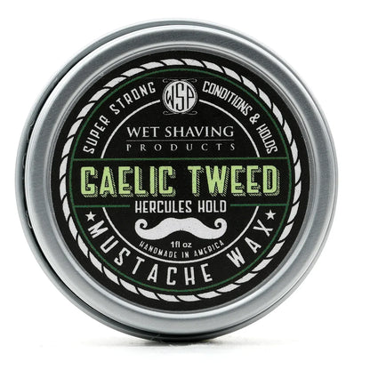 WSP Gaelic Tweed Artisan Mustache Wax – Regular or Strong Hold – All-Natural Beeswax