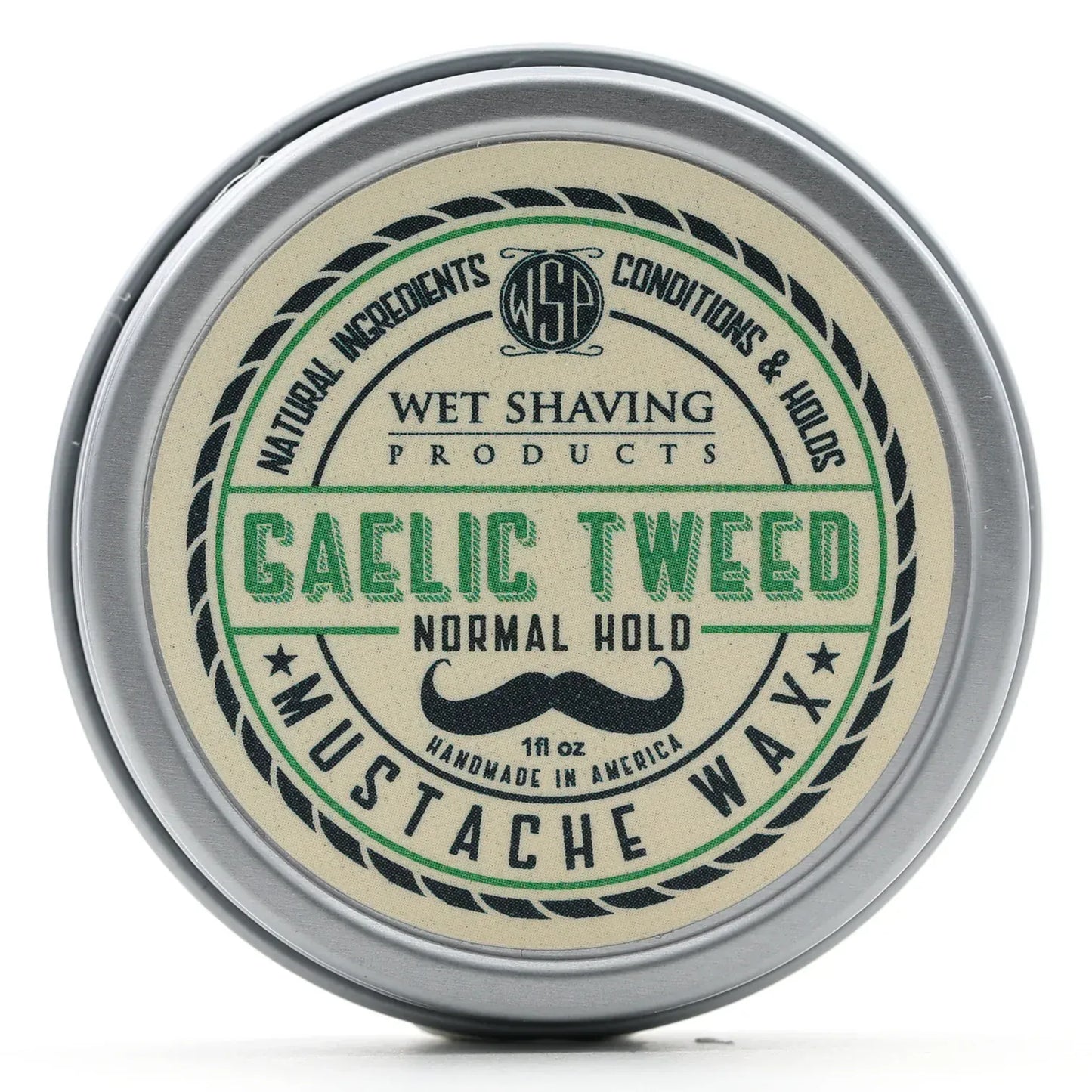 WSP Gaelic Tweed Artisan Mustache Wax – Regular or Strong Hold – All-Natural Beeswax