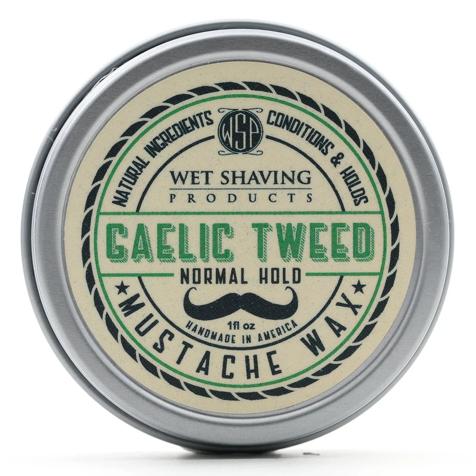 WSP Gaelic Tweed Artisan Mustache Wax – Regular or Strong Hold – All-Natural Beeswax