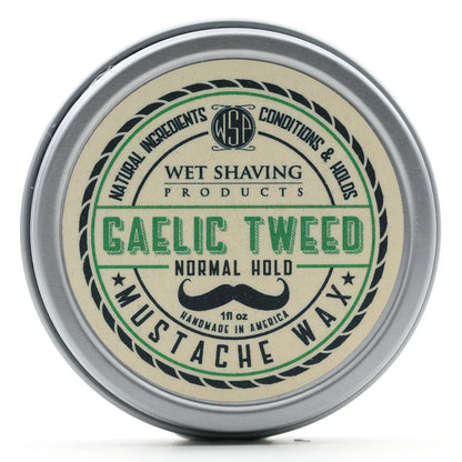 WSP Gaelic Tweed Artisan Mustache Wax – Regular or Strong Hold – All-Natural Beeswax