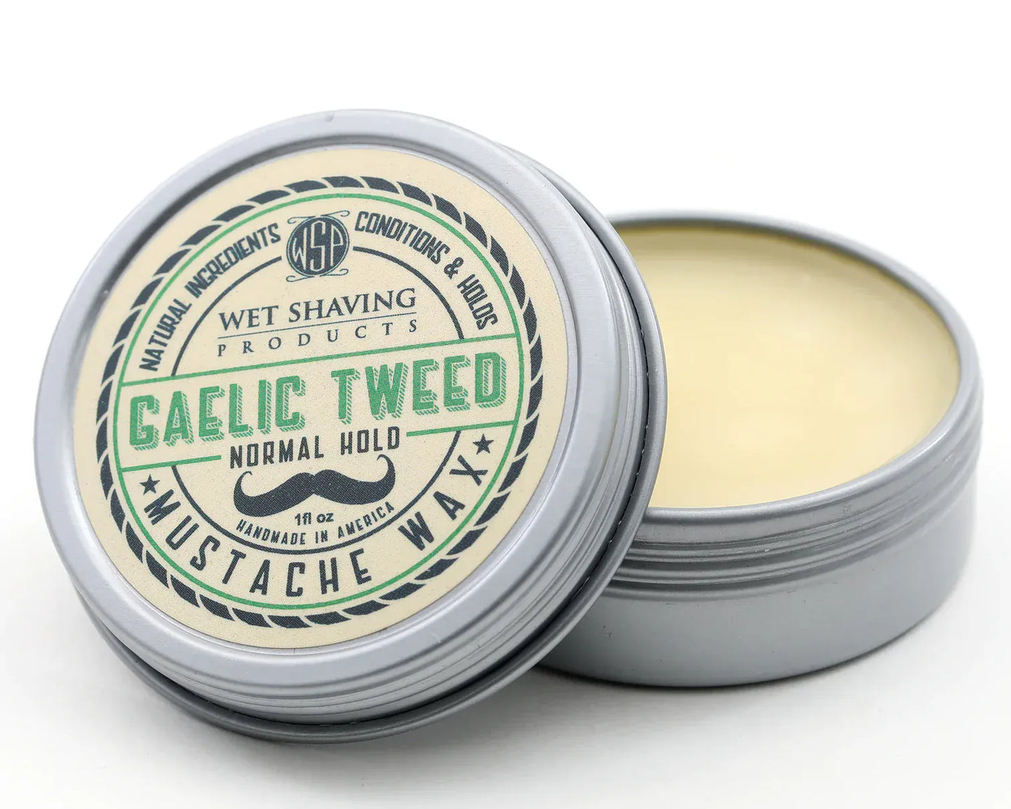 WSP Gaelic Tweed Artisan Mustache Wax – Regular or Strong Hold – All-Natural Beeswax Regular Hold (Natural Style)