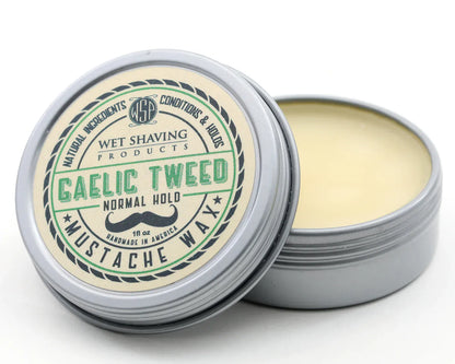 WSP Gaelic Tweed Artisan Mustache Wax – Regular or Strong Hold – All-Natural Beeswax Regular Hold (Natural Style)