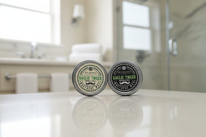 WSP Gaelic Tweed Artisan Mustache Wax – Regular or Strong Hold – All-Natural Beeswax The Tactician Pack (One of Each)