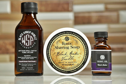 WSP Kit: Fragrance = Pre Shave, Soap, & Aftershave Rustic / Black Amber Vanille
